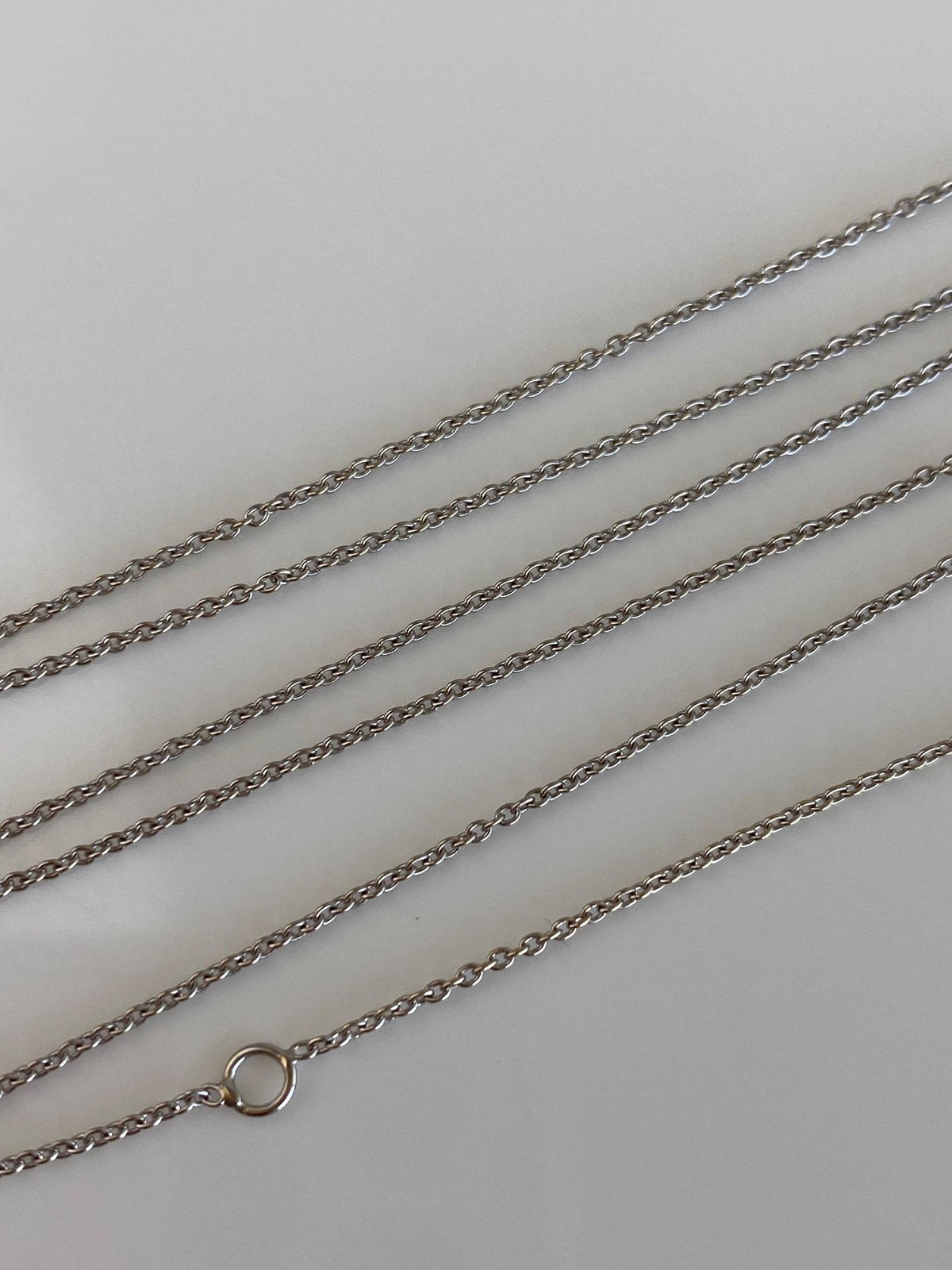 Vintage Solid 18k White Gold Dainty Tight Rolo Chain Necklace - 18 inches