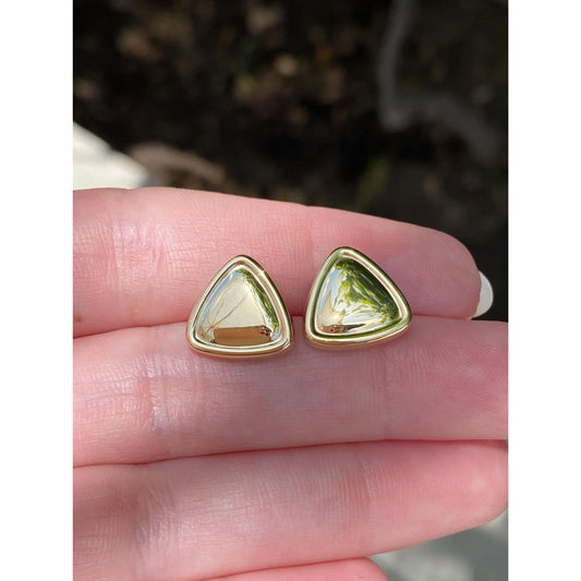 Vintage 18k Yellow Gold Triangle Stud Earrings