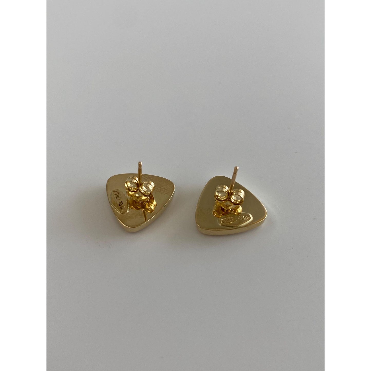 Vintage 18k Yellow Gold Triangle Stud Earrings