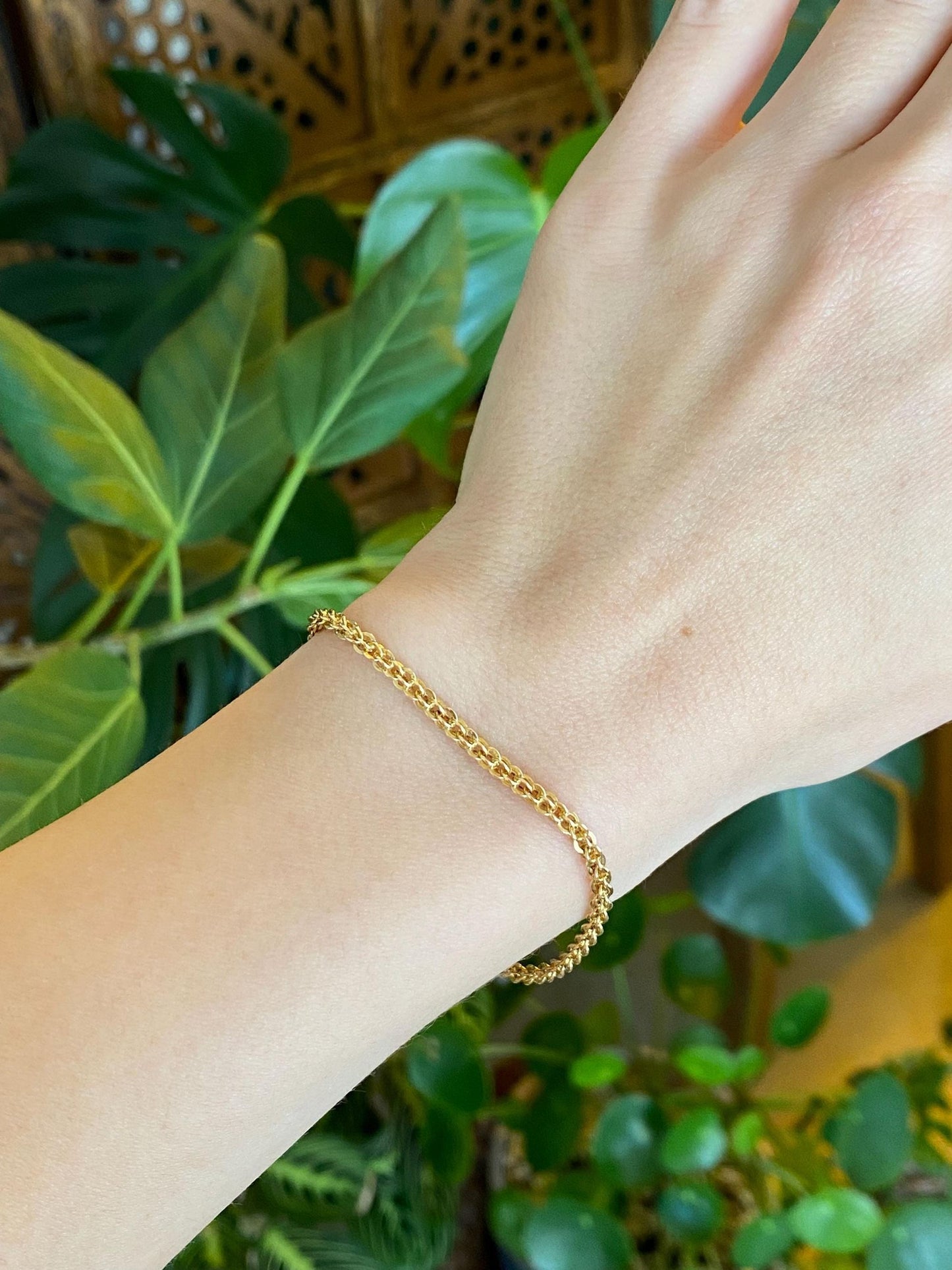 Vintage Solid 10k Yellow Gold Open Weave Chain Bracelet - 7 inches