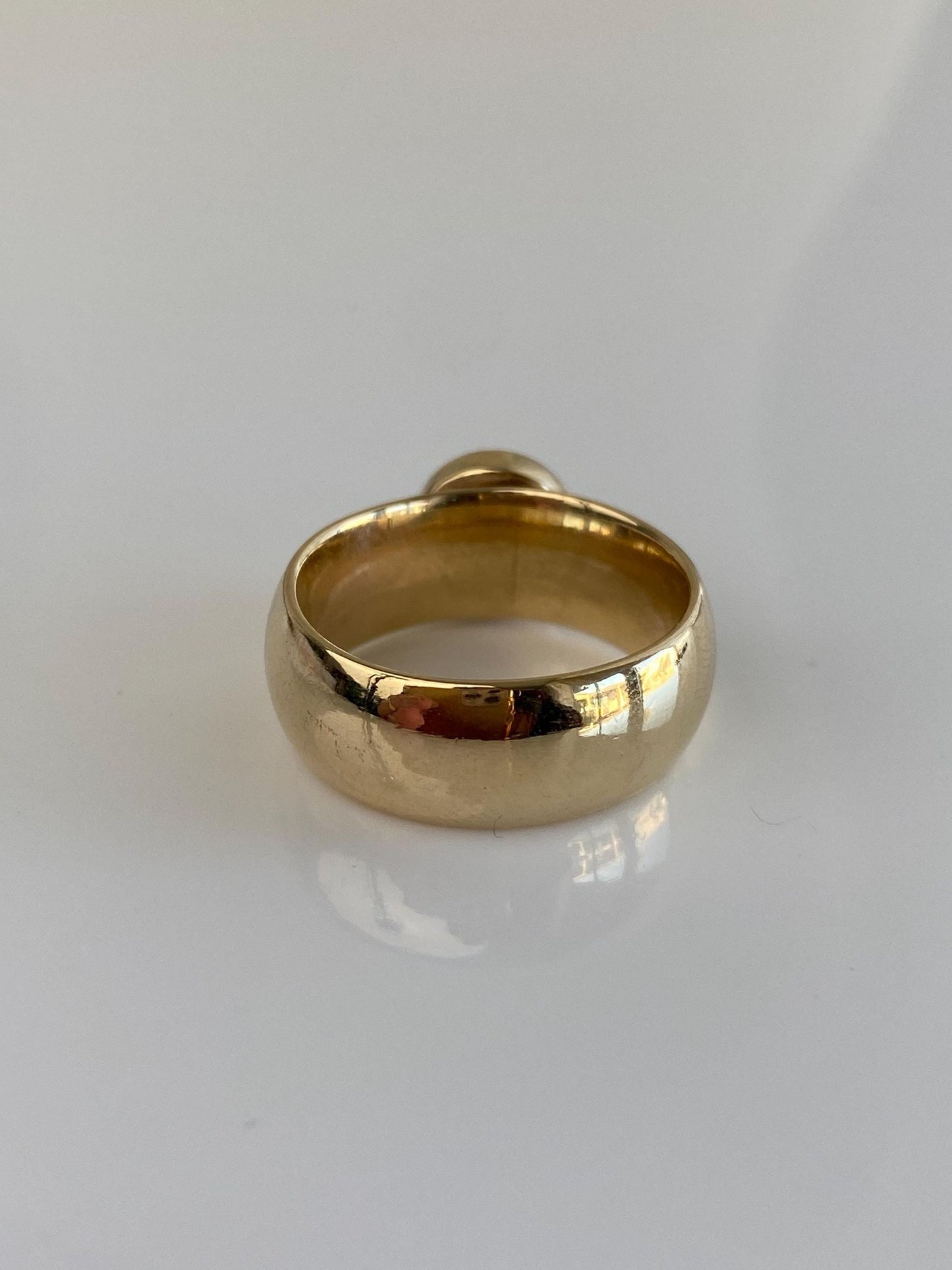 Vintage Solid 9k Yellow Gold Moissonite Ring - Size 7