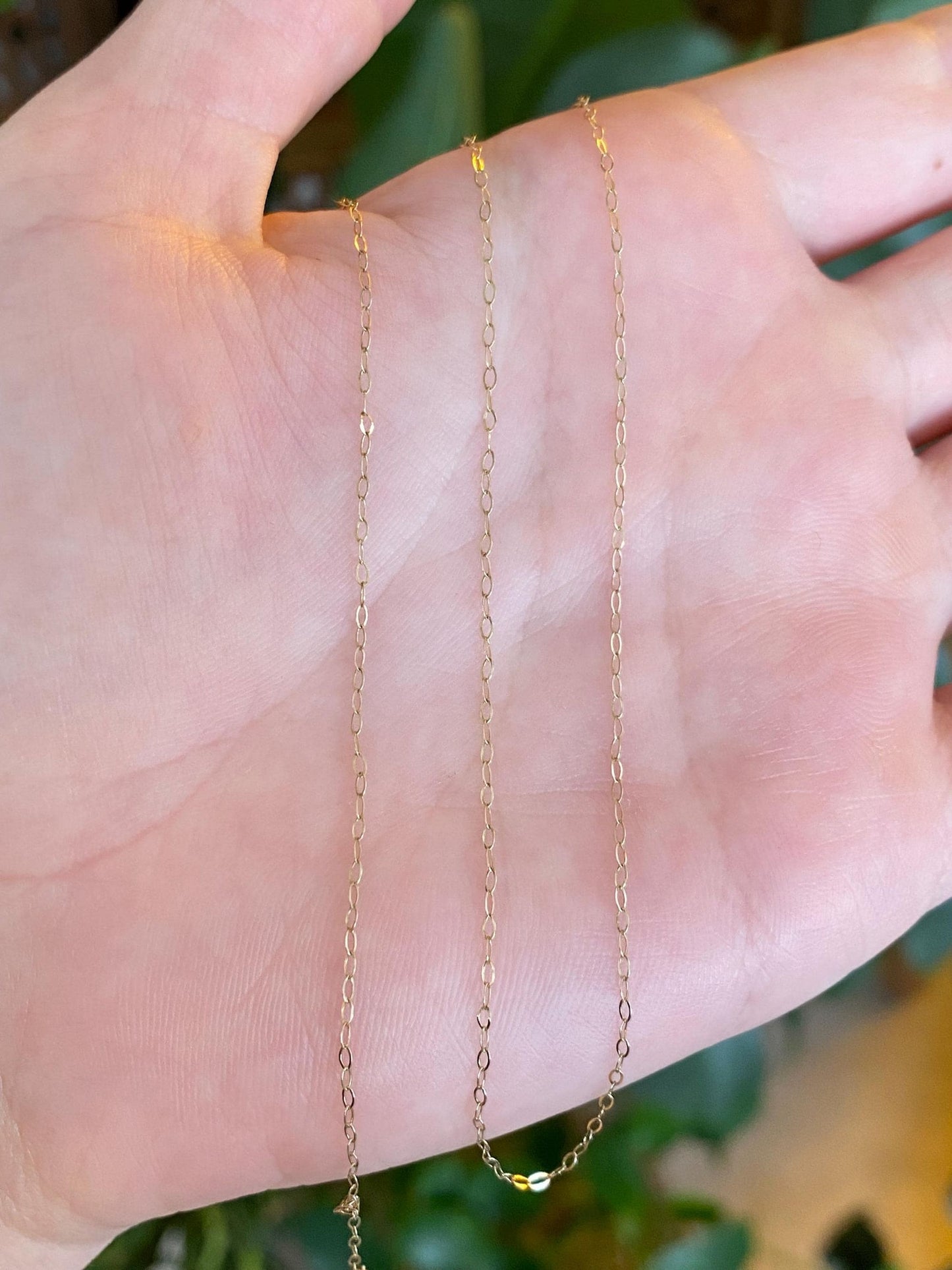 Vintage Solid 9k Yellow Gold Elongated Cable Chain Necklace - 18 inches