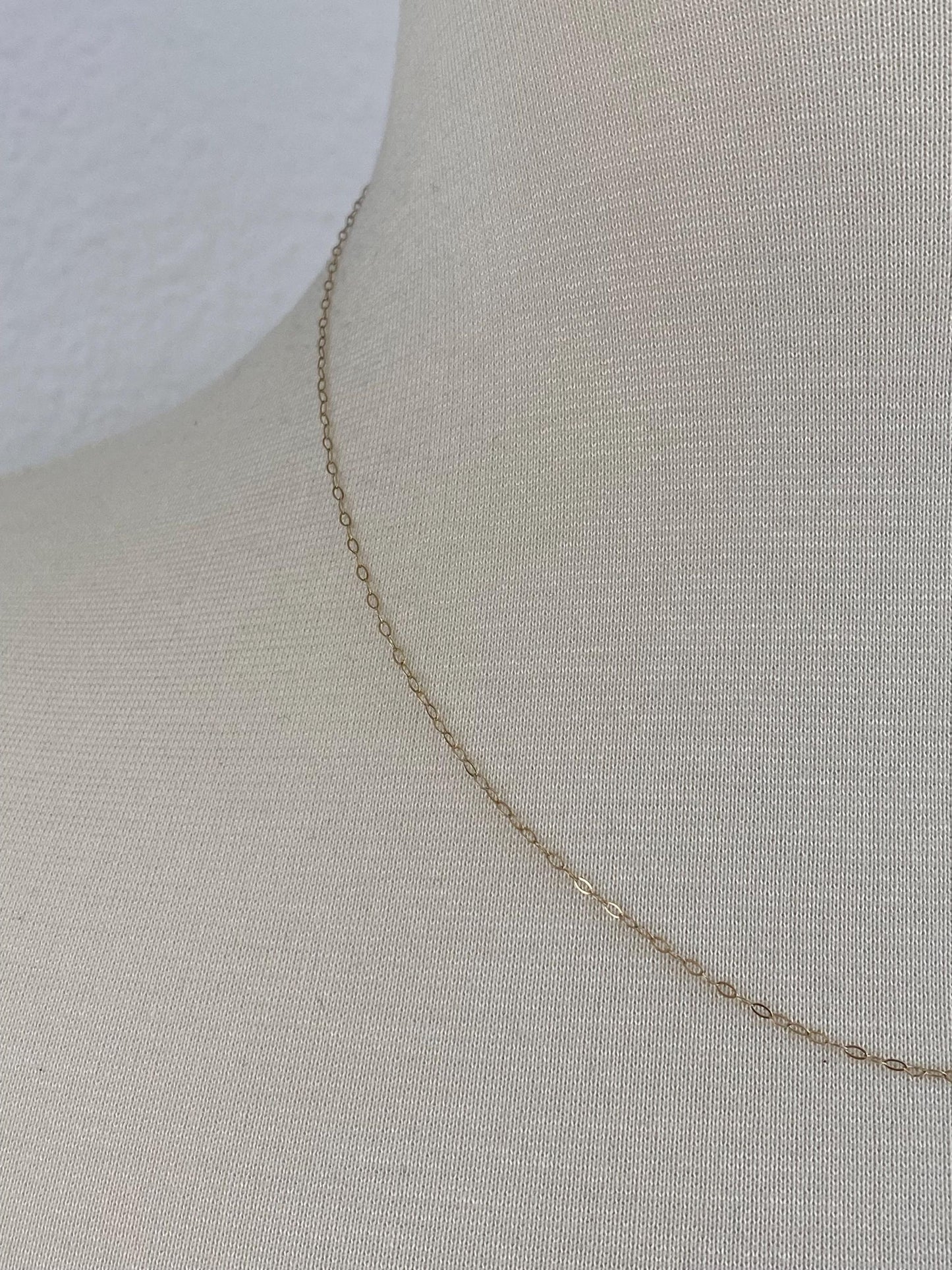 Vintage Solid 9k Yellow Gold Elongated Cable Chain Necklace - 18 inches
