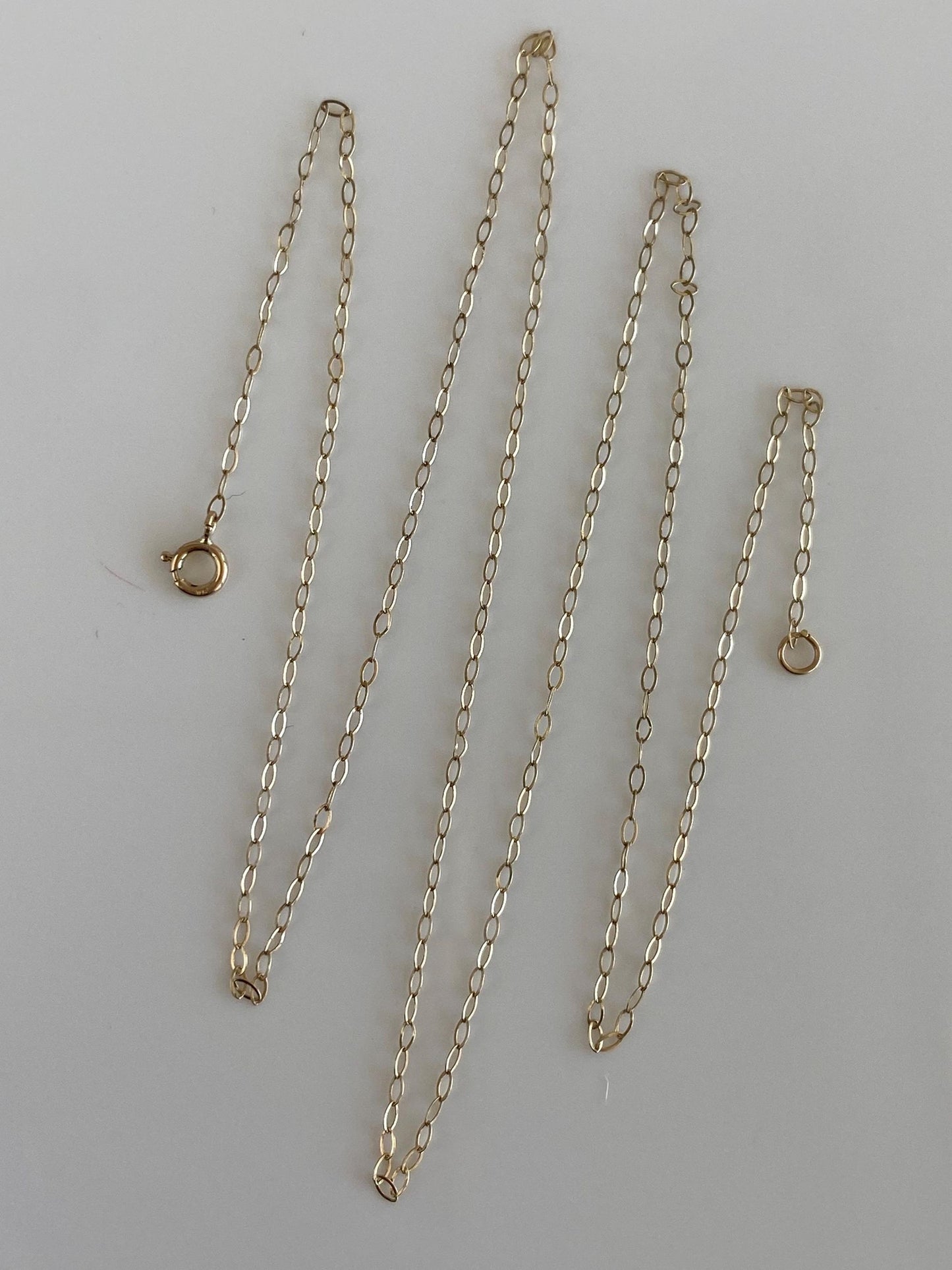 Vintage Solid 9k Yellow Gold Elongated Cable Chain Necklace - 18 inches