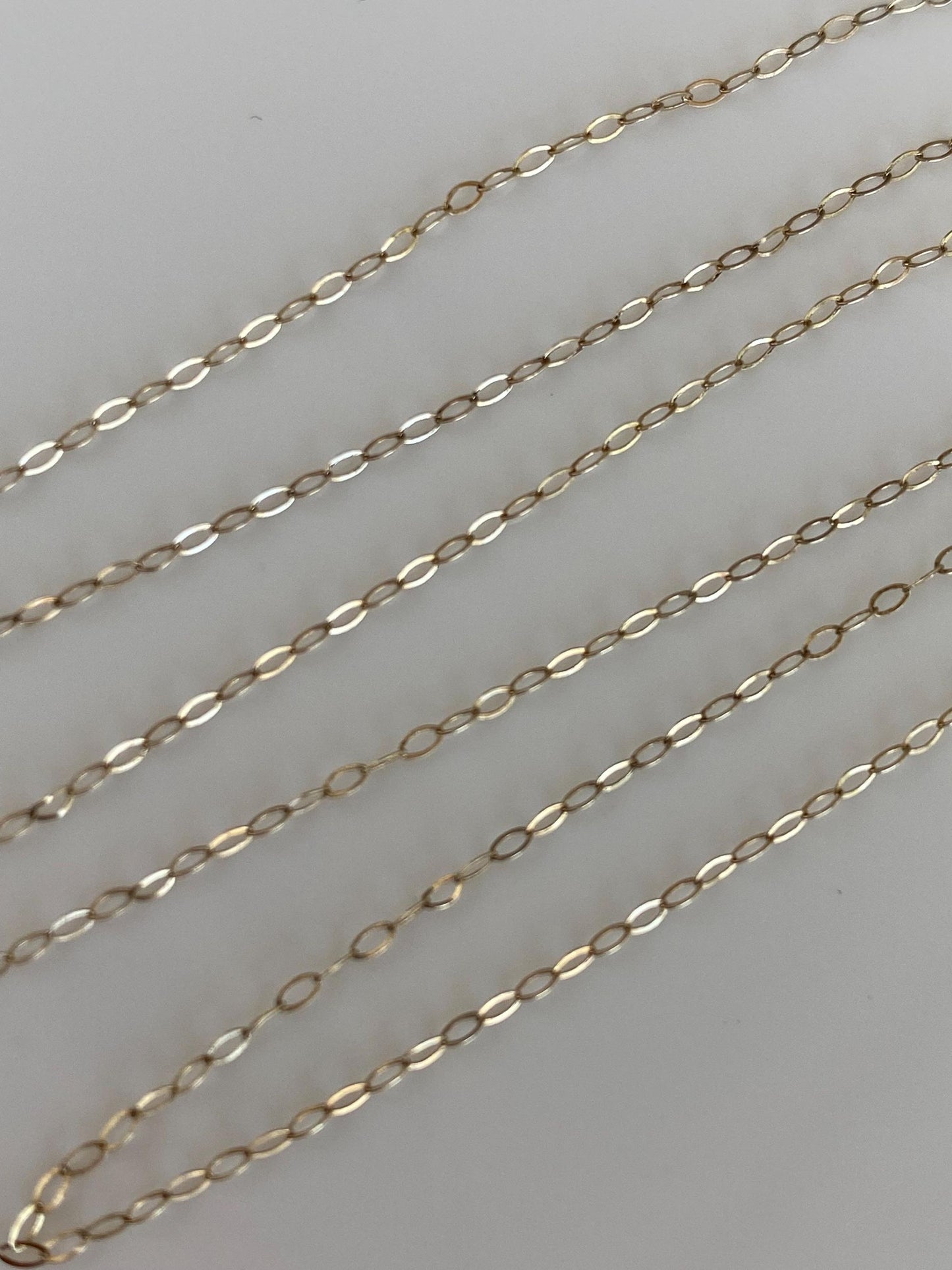 Vintage Solid 9k Yellow Gold Elongated Cable Chain Necklace - 18 inches