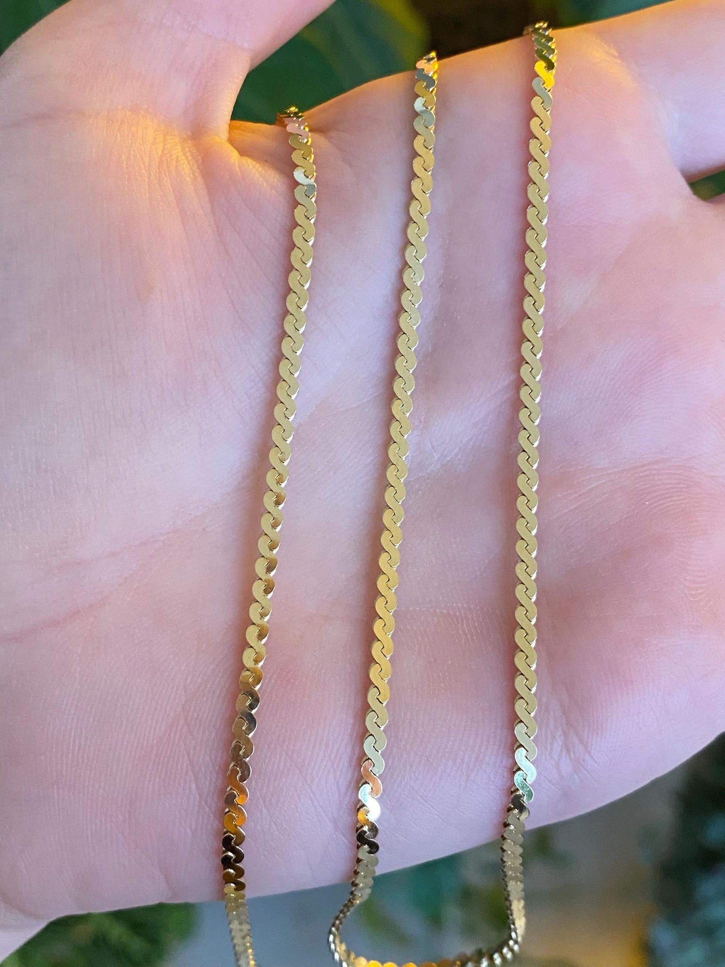 Vintage Solid 14k Yellow Gold Chunky Serpentine Chain Necklace - 20 inches