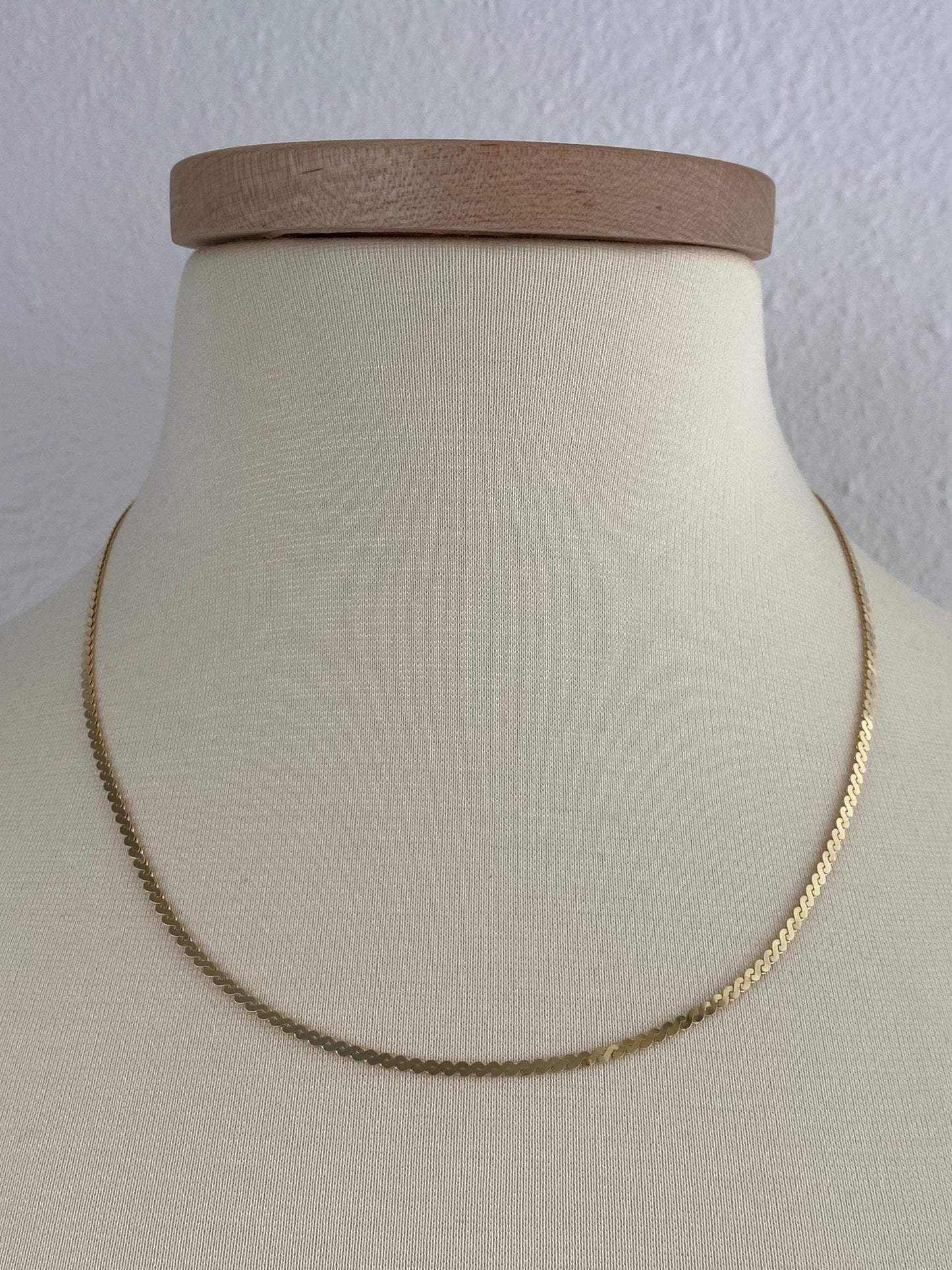 Vintage Solid 14k Yellow Gold Chunky Serpentine Chain Necklace - 20 inches