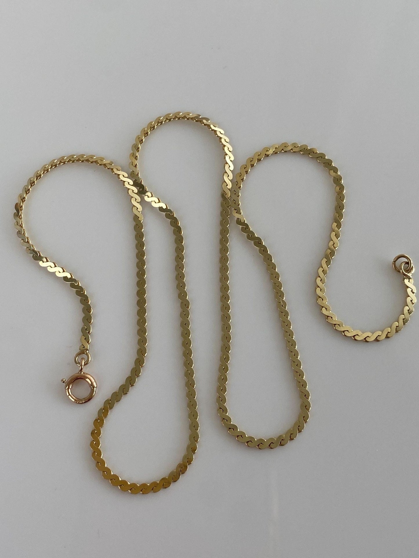 Vintage Solid 14k Yellow Gold Chunky Serpentine Chain Necklace - 20 inches