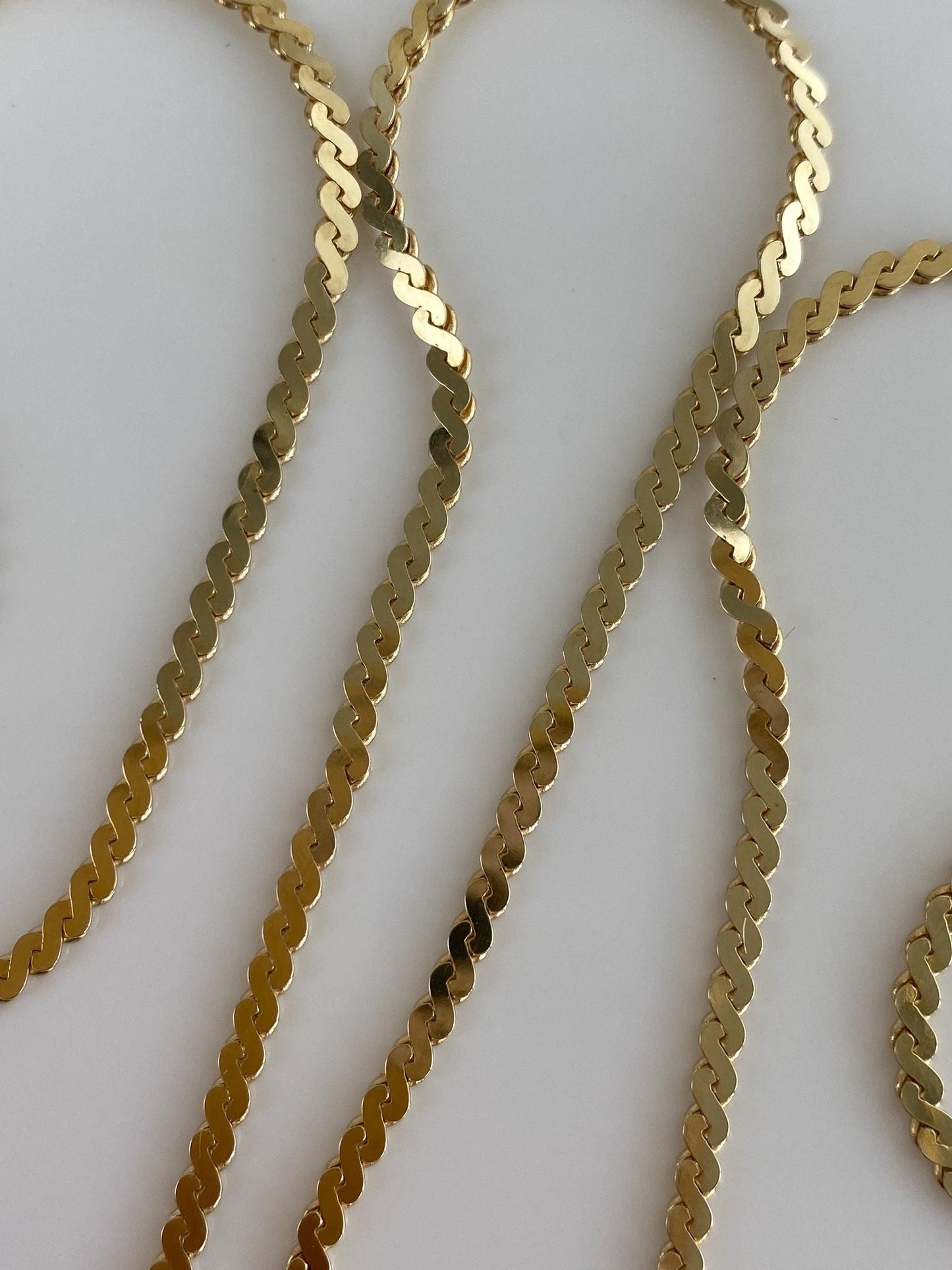Vintage Solid 14k Yellow Gold Chunky Serpentine Chain Necklace - 20 inches