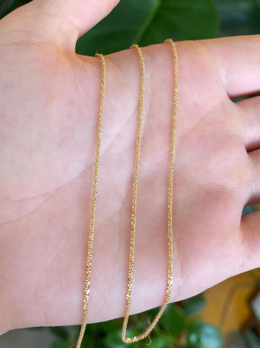 Vintage 14k Yellow Gold Long Adjustable Length Popcorn Chain Necklace - 24.25 inches