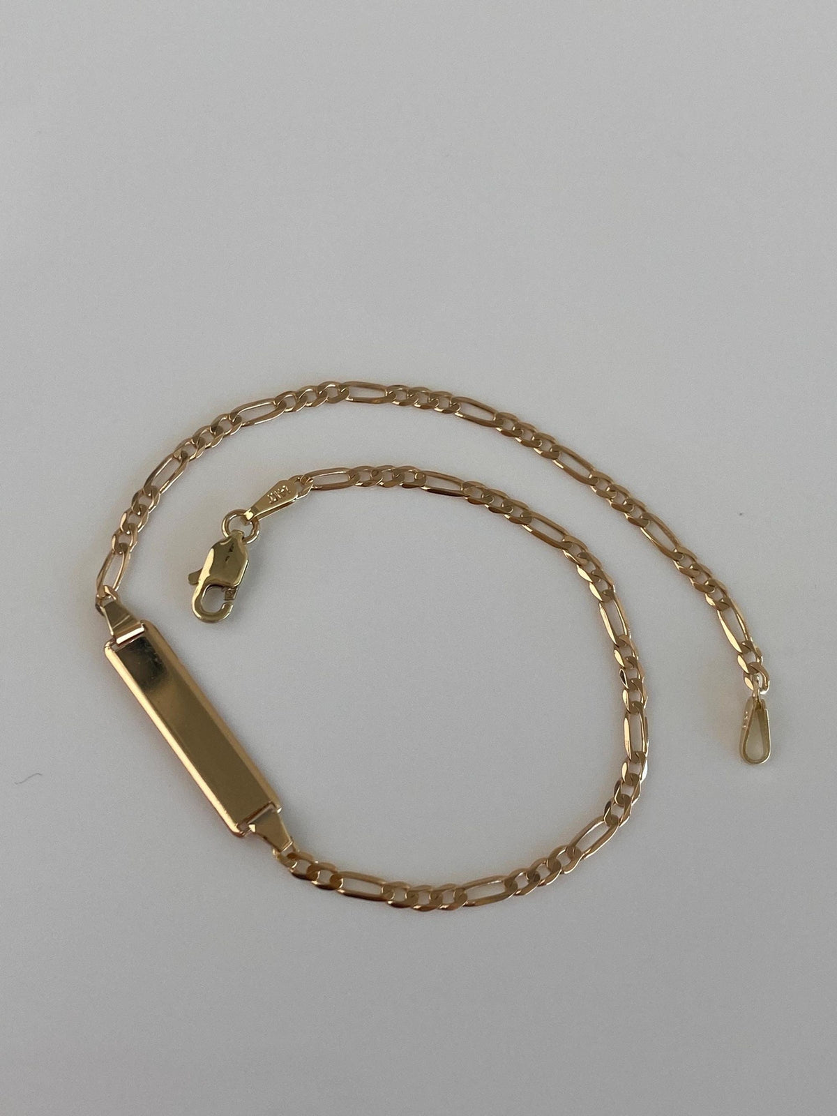Vintage Solid 14k Yellow Gold Figaro Link ID Bracelet - 8 inches