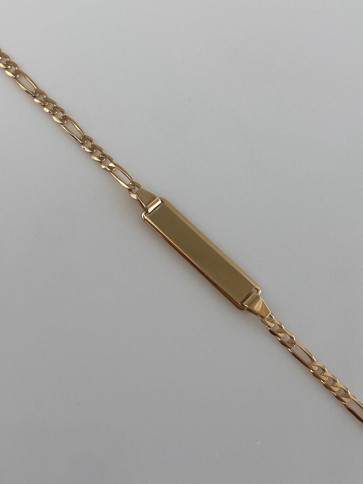 Vintage Solid 14k Yellow Gold Figaro Link ID Bracelet - 8 inches
