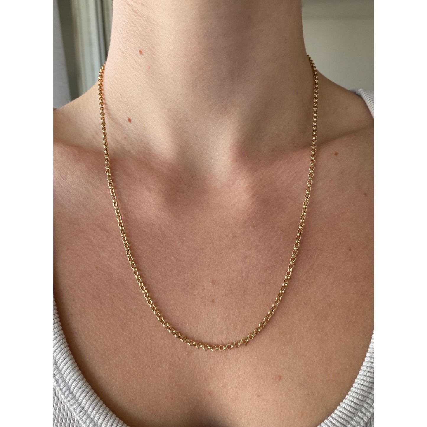 Vintage Solid 12k Gold Rolo Chain Necklace - 20.5 inches
