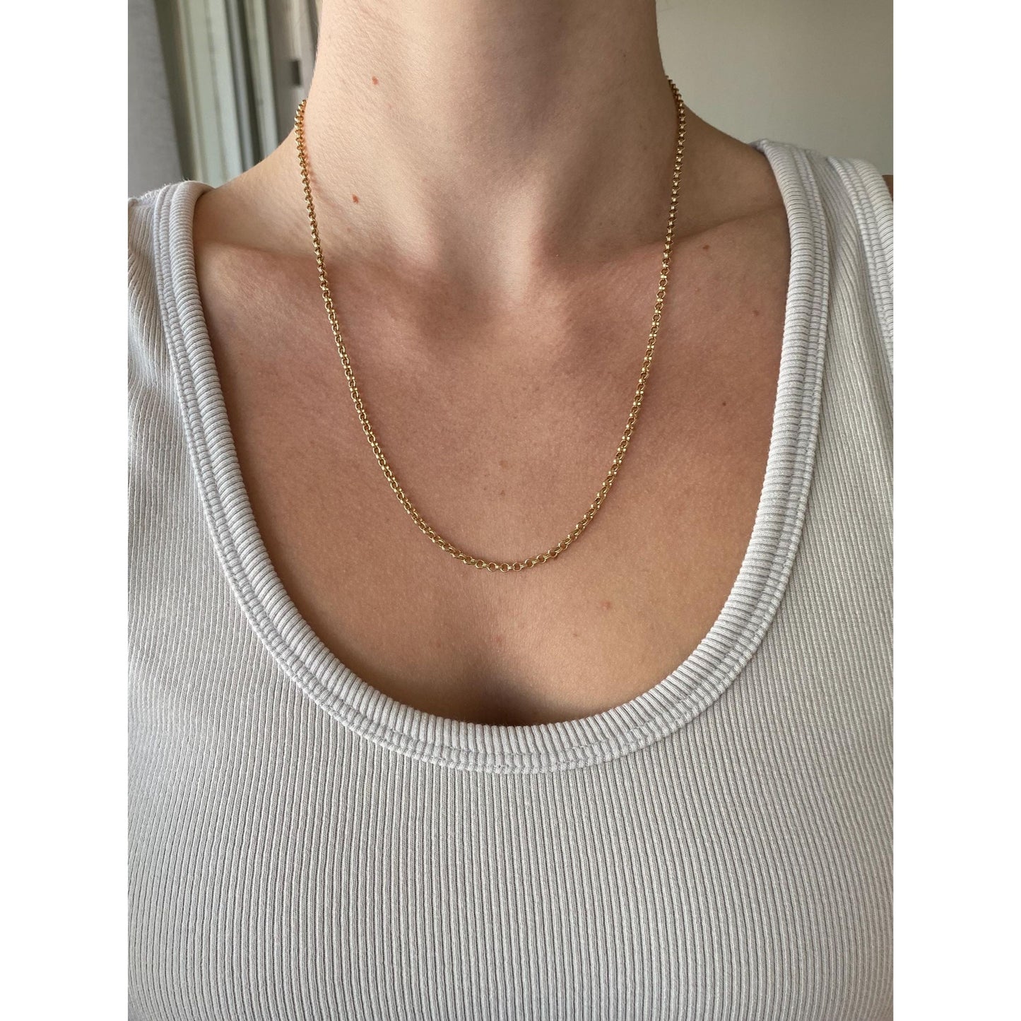 Vintage Solid 12k Gold Rolo Chain Necklace - 20.5 inches