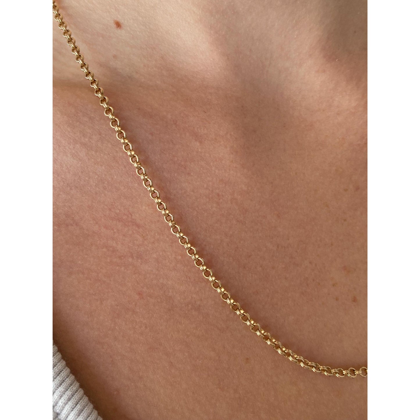 Vintage Solid 12k Gold Rolo Chain Necklace - 20.5 inches