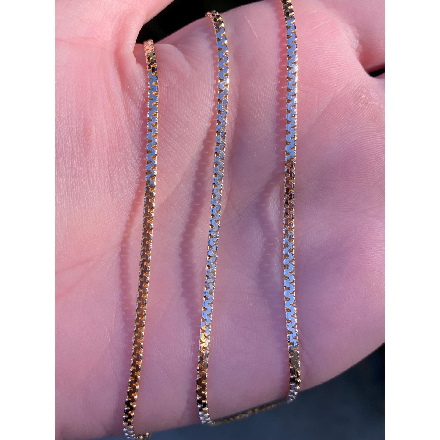 Vintage Solid 14k Yellow Gold Fancy Flat Chain Necklace - 23.75 inches