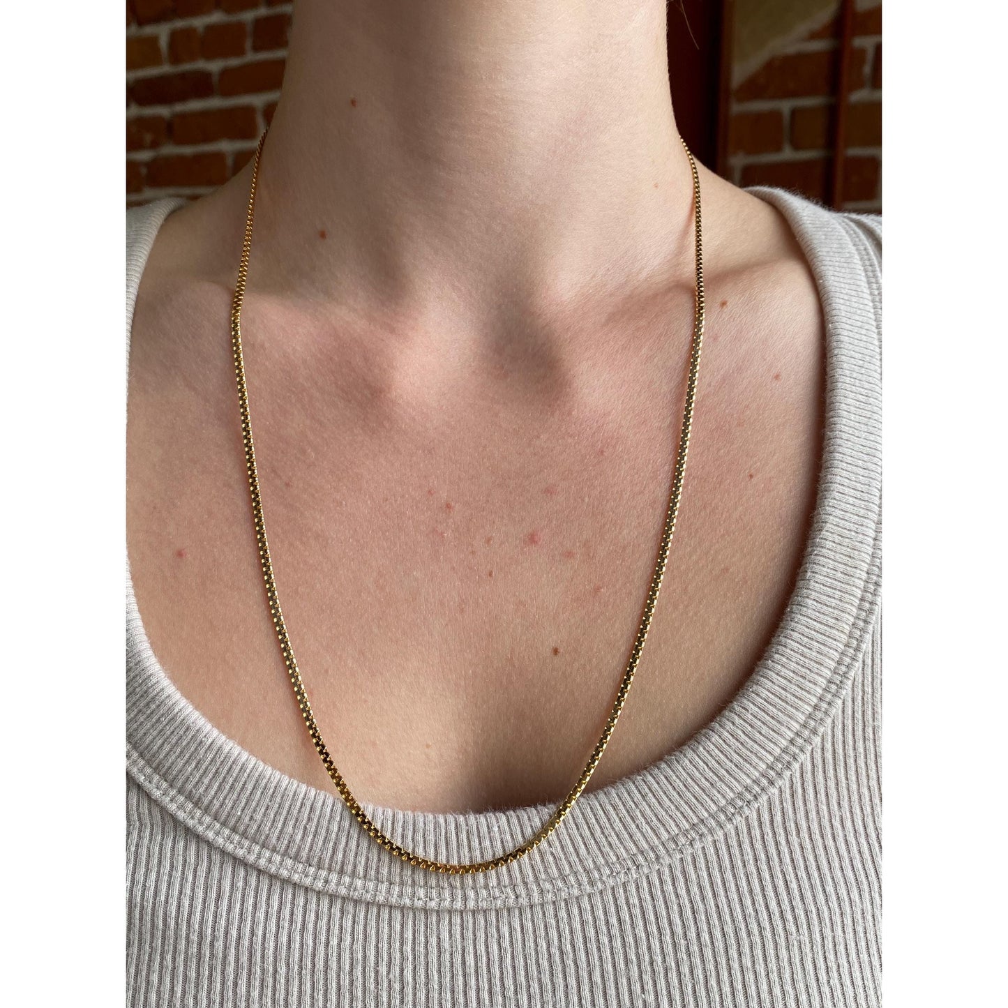 Vintage Solid 14k Yellow Gold Fancy Flat Chain Necklace - 23.75 inches