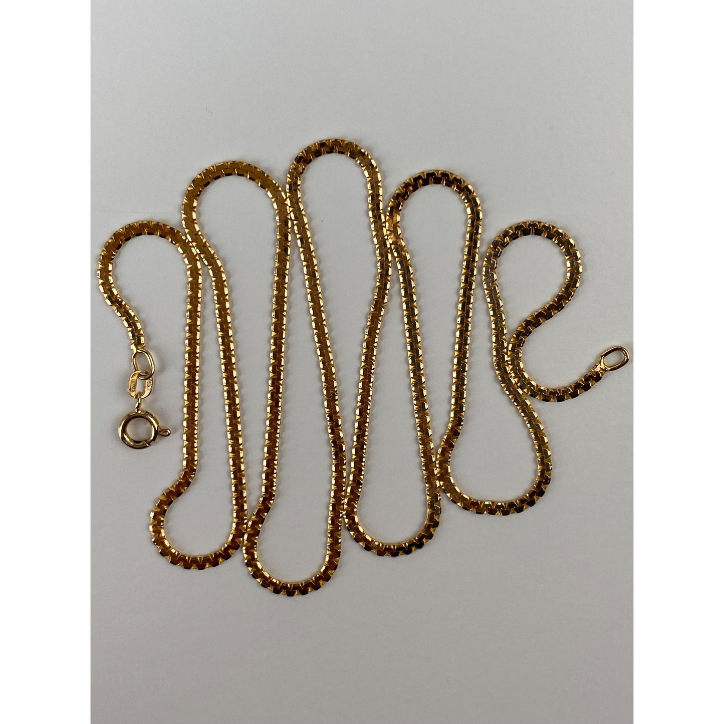 Vintage Solid 14k Yellow Gold Fancy Flat Chain Necklace - 23.75 inches