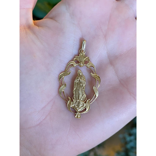 Vintage Solid 10k Yellow Gold Virgin Mary Charm
