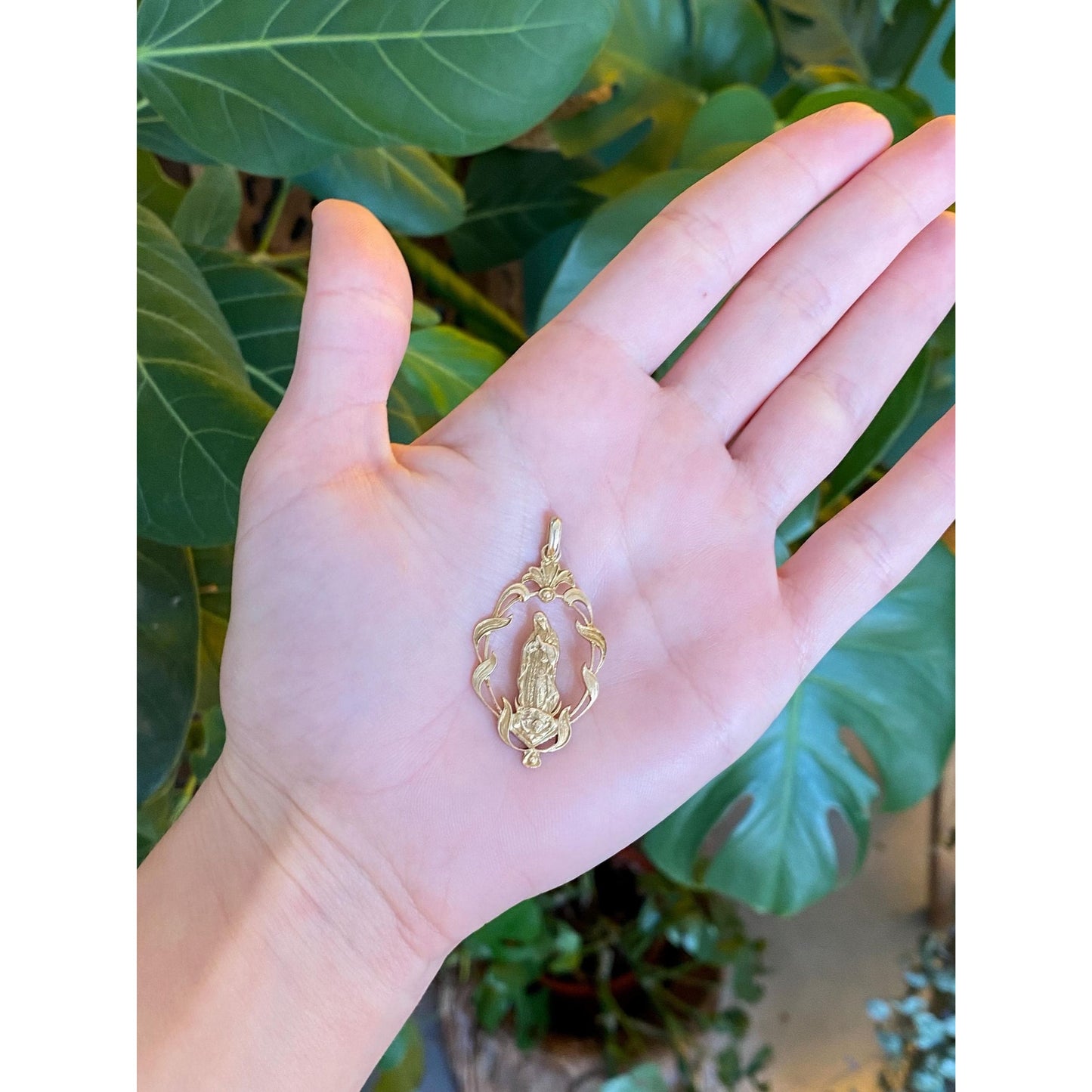 Vintage Solid 10k Yellow Gold Virgin Mary Charm
