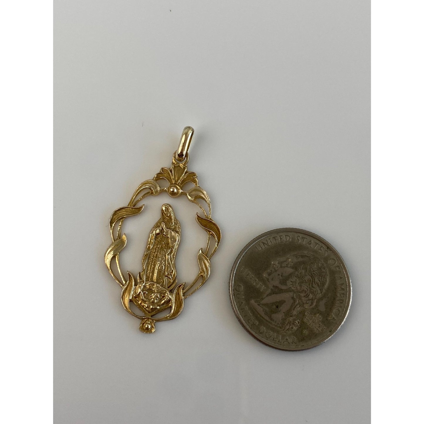 Vintage Solid 10k Yellow Gold Virgin Mary Charm