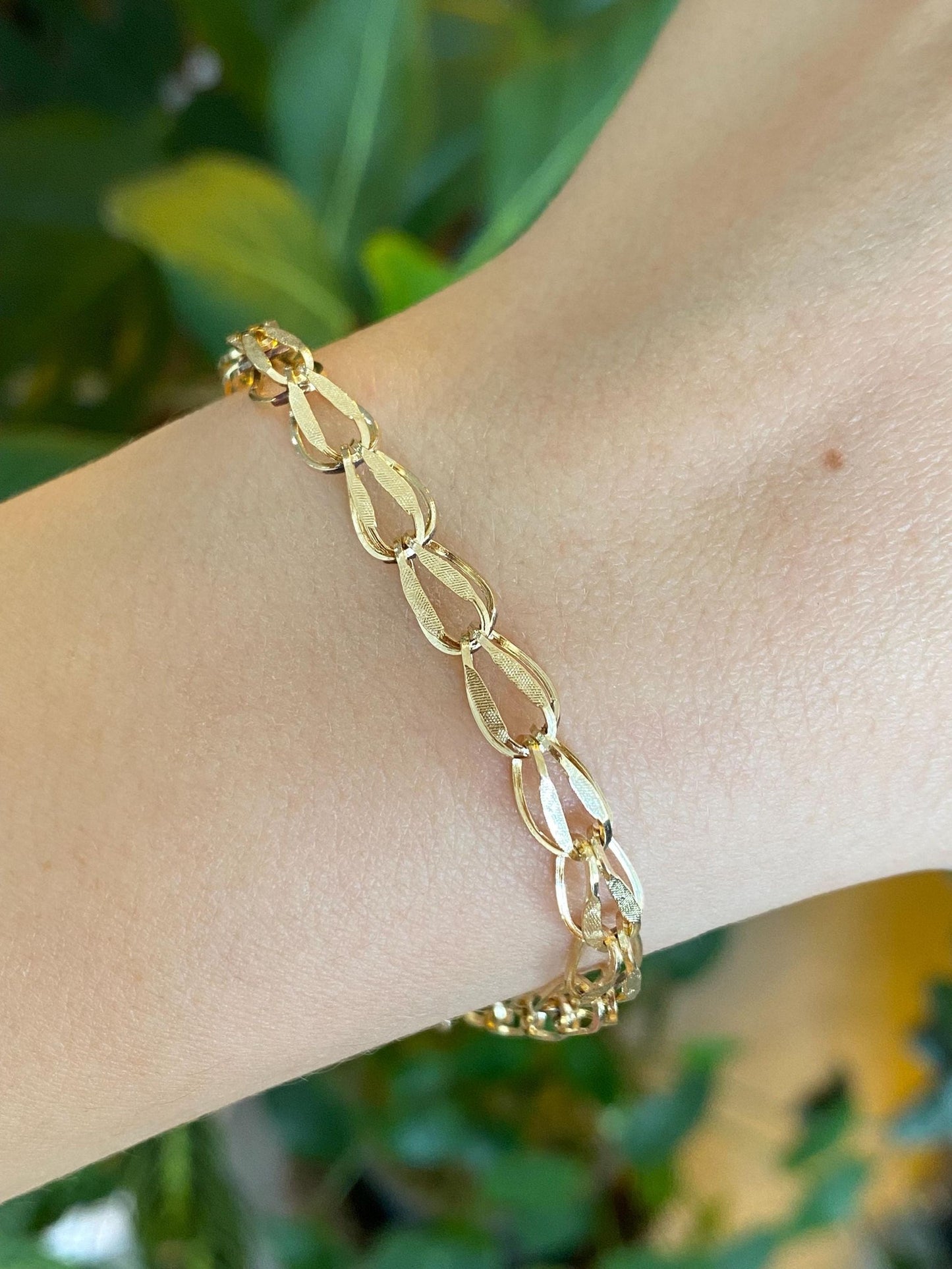 Vintage Solid 14k Yellow Gold Fancy Chain Bracelet - 7.25 inches