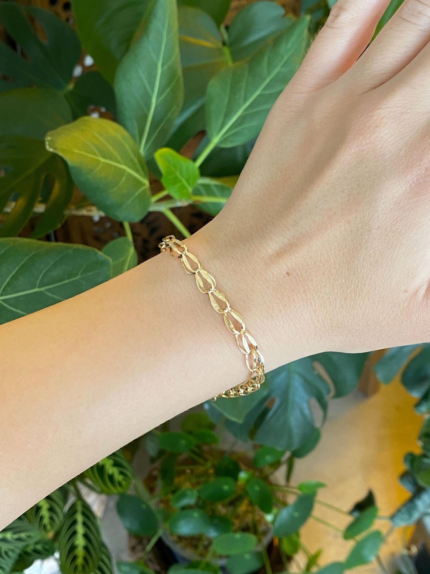 Vintage Solid 14k Yellow Gold Fancy Chain Bracelet - 7.25 inches
