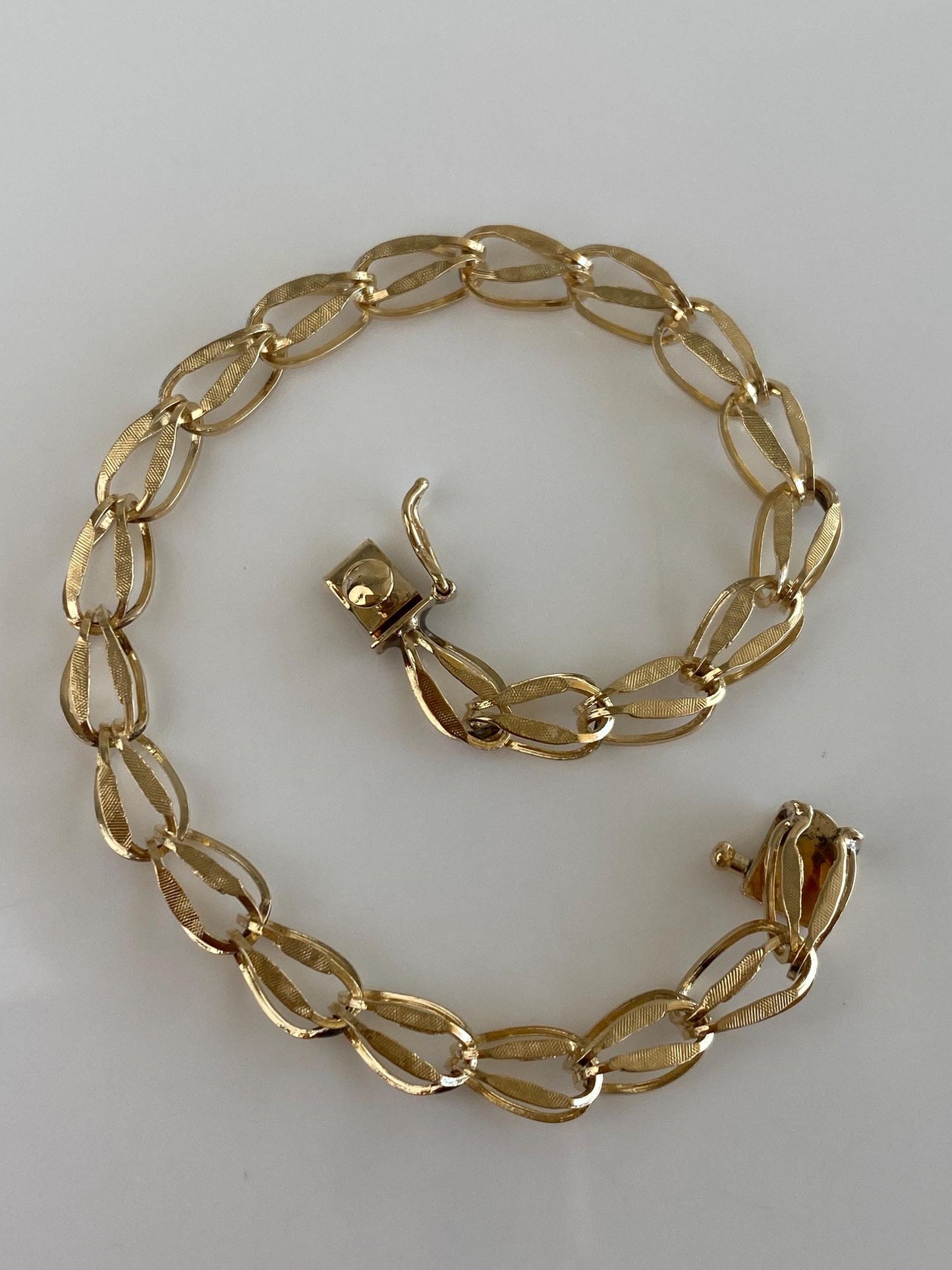 Vintage Solid 14k Yellow Gold Fancy Chain Bracelet - 7.25 inches