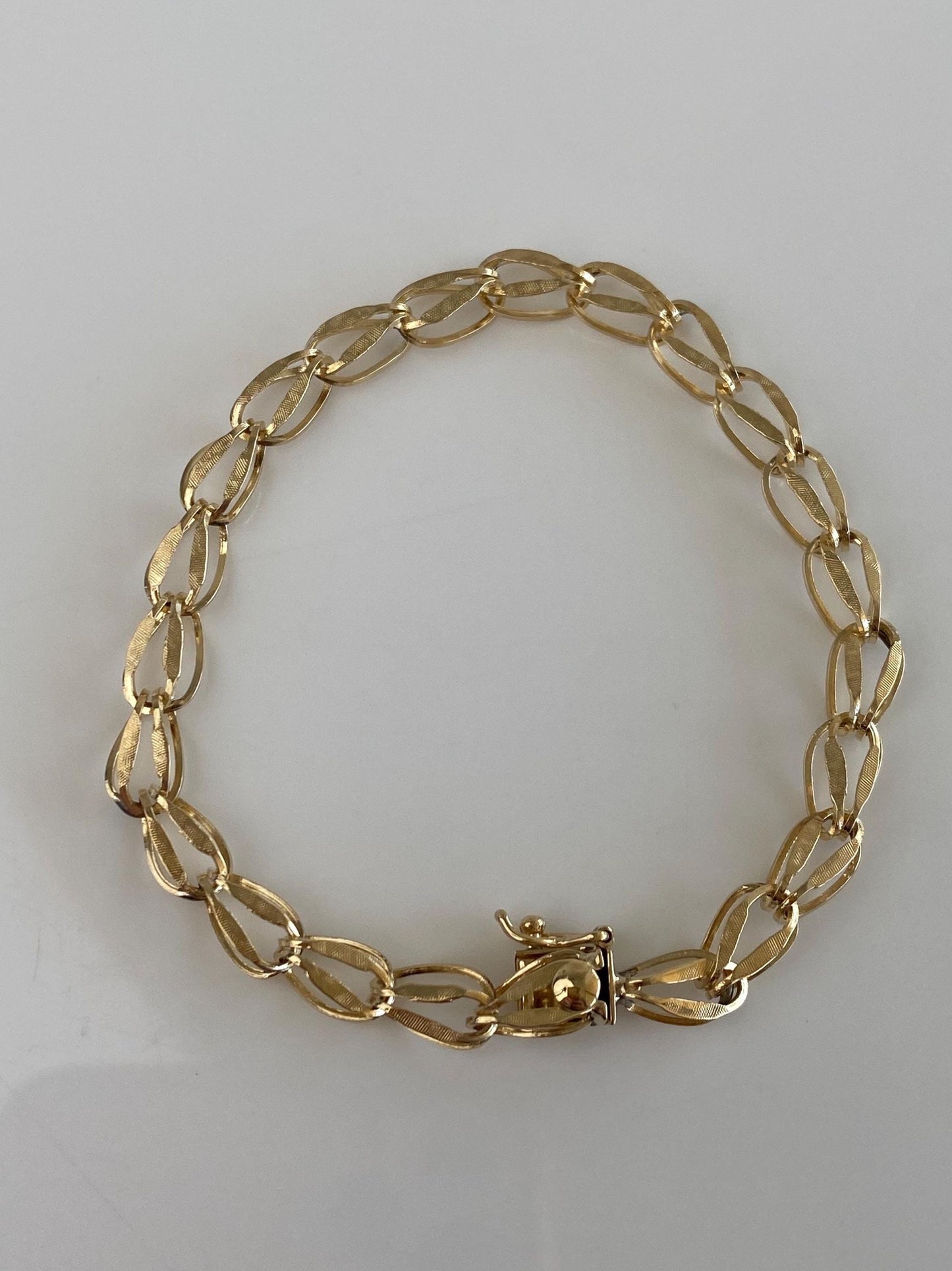 Vintage Solid 14k Yellow Gold Fancy Chain Bracelet - 7.25 inches