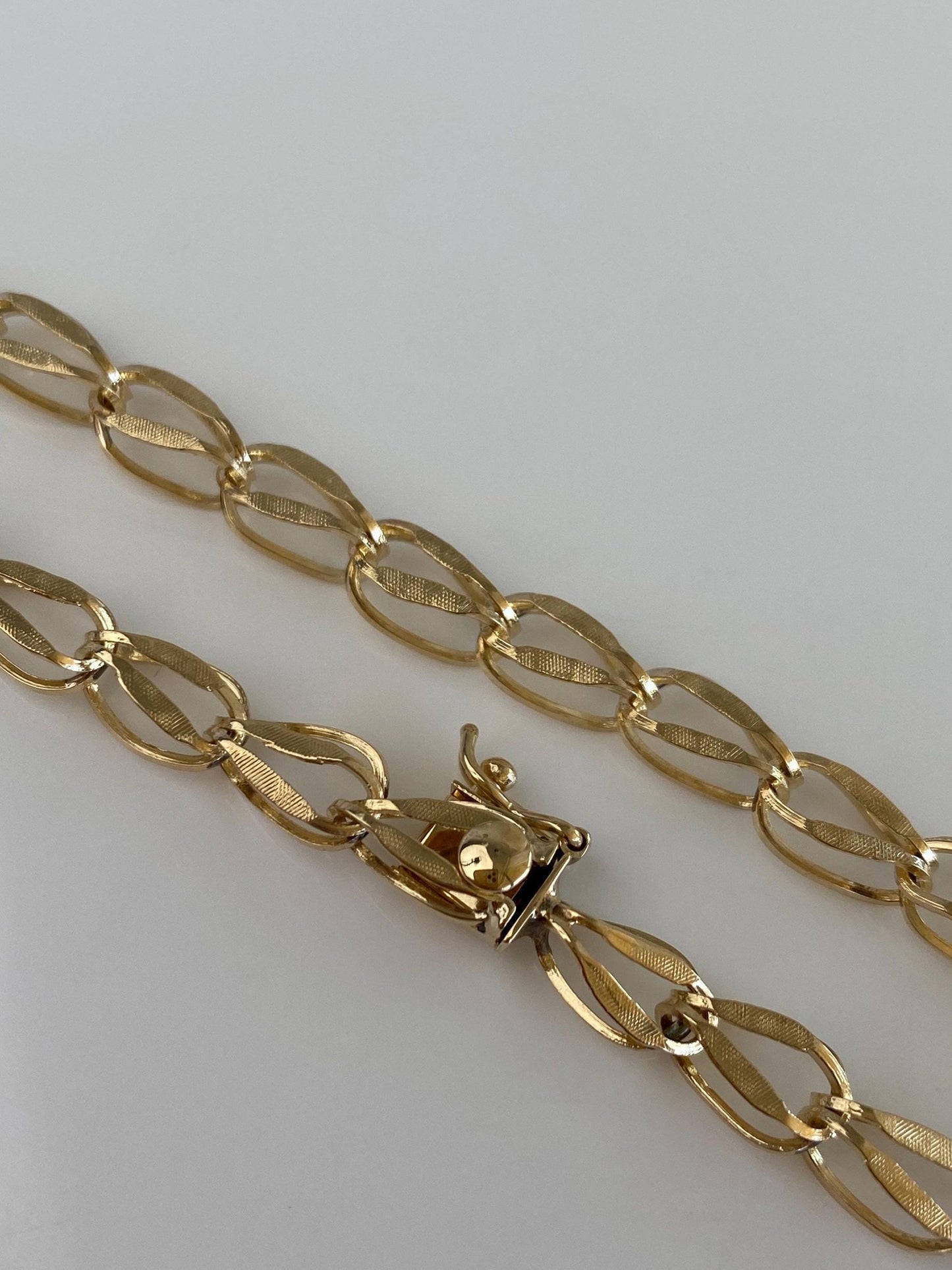 Vintage Solid 14k Yellow Gold Fancy Chain Bracelet - 7.25 inches
