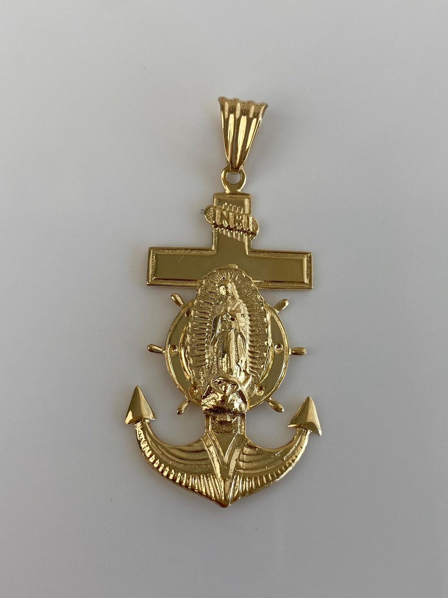 Vintage Solid 18k Yellow Gold Religious Anchor Charm