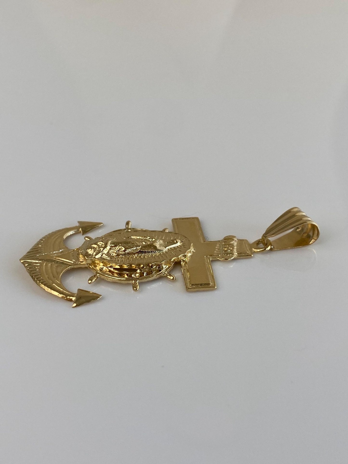 Vintage Solid 18k Yellow Gold Religious Anchor Charm