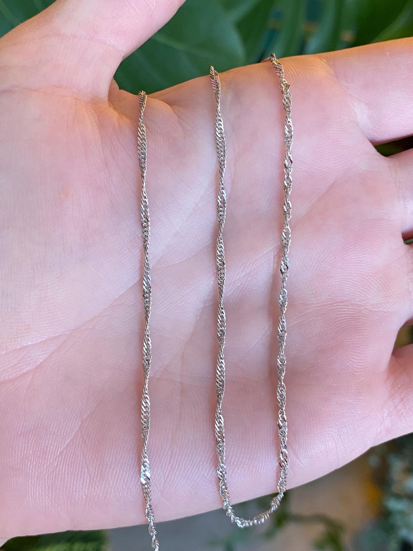Vintage Solid 14k White Gold Twist Chain Necklace - 20 inches