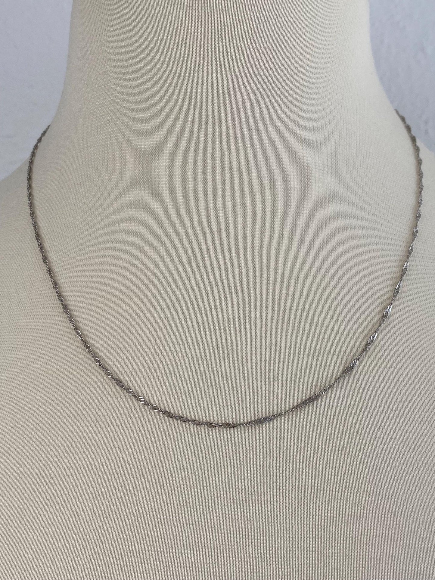 Vintage Solid 14k White Gold Twist Chain Necklace - 20 inches