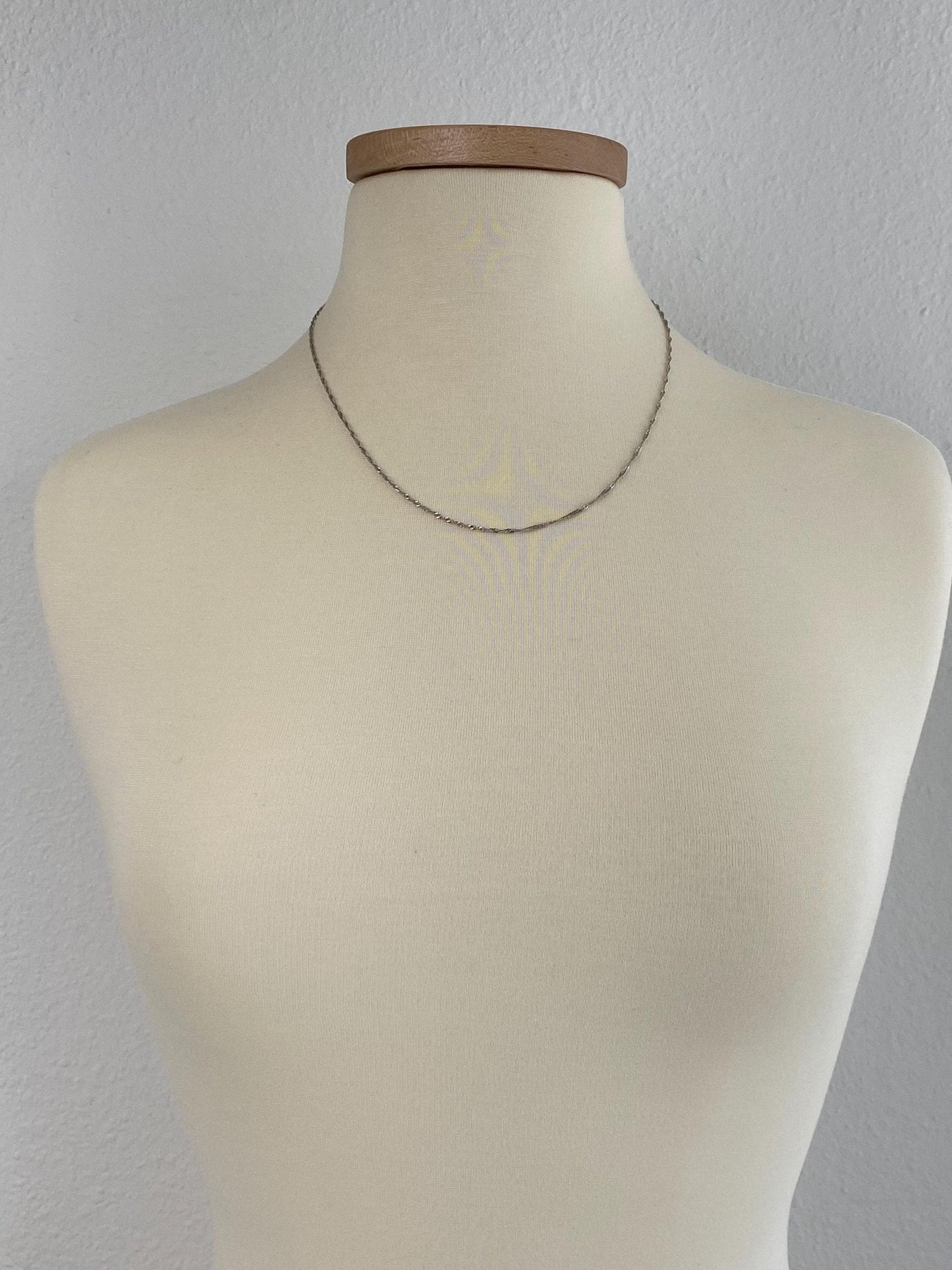 Vintage Solid 14k White Gold Twist Chain Necklace - 20 inches