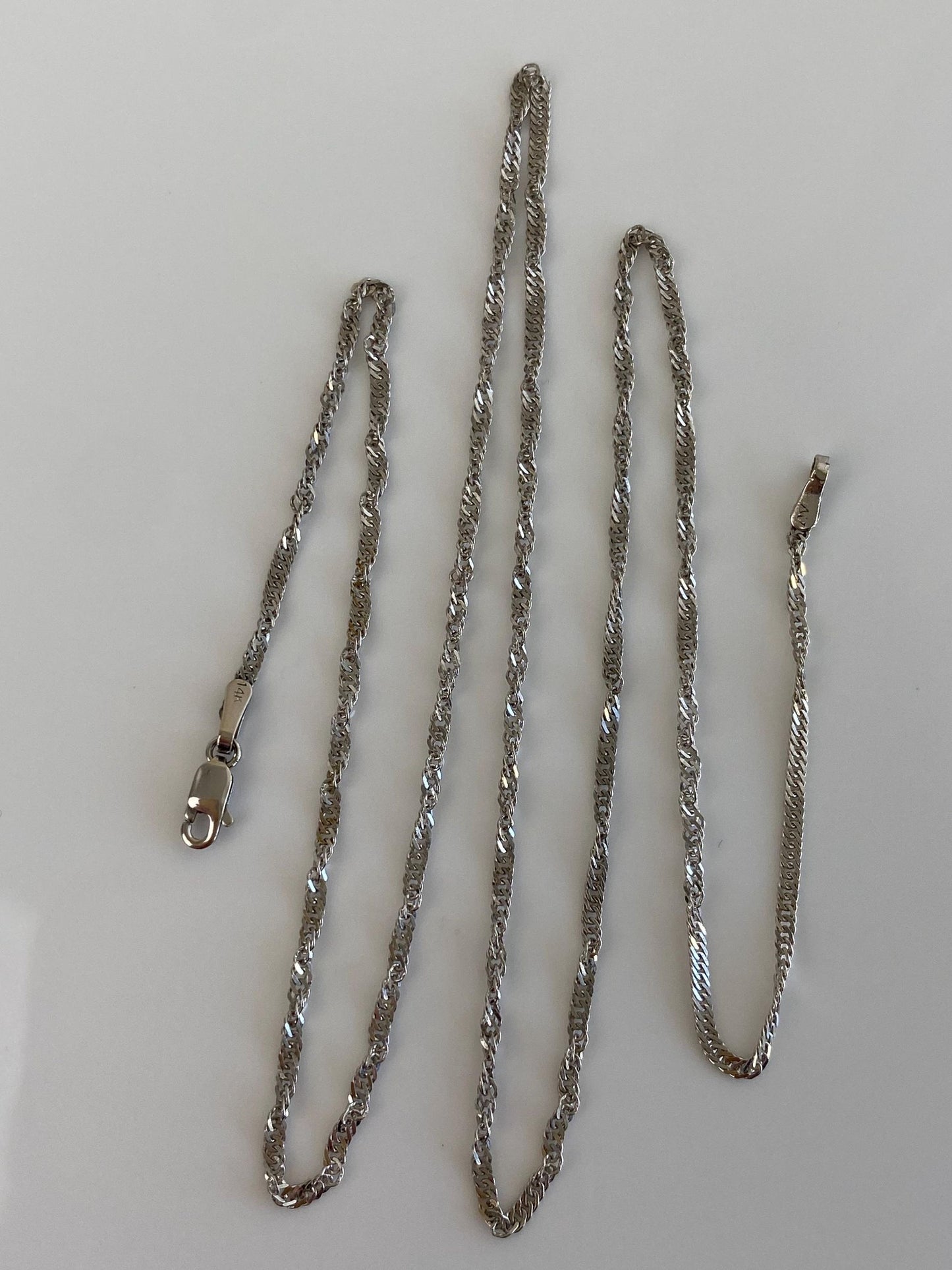 Vintage Solid 14k White Gold Twist Chain Necklace - 20 inches