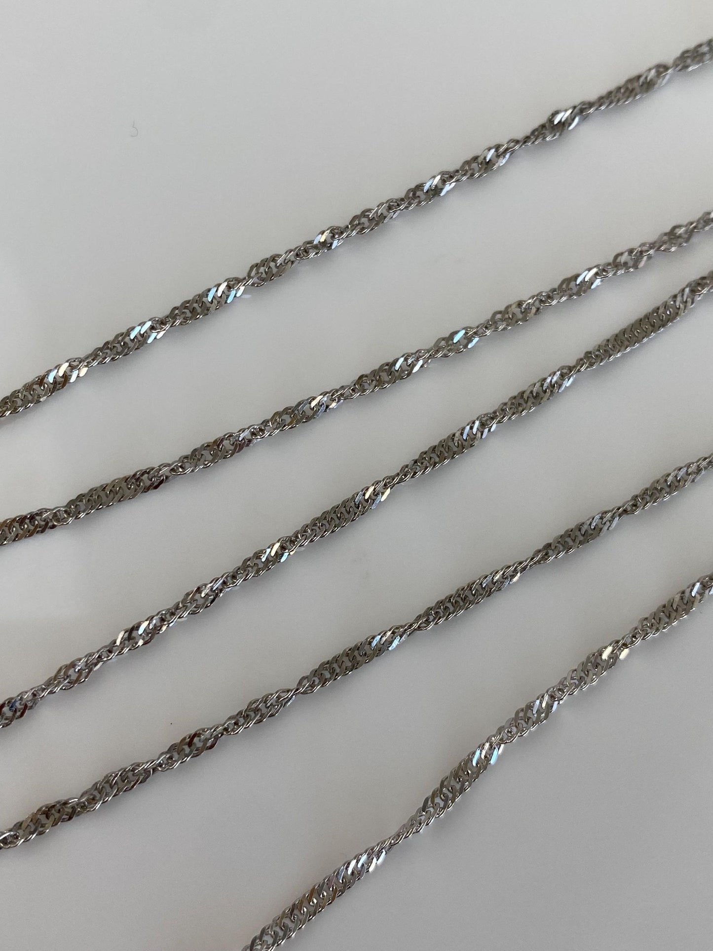 Vintage Solid 14k White Gold Twist Chain Necklace - 20 inches