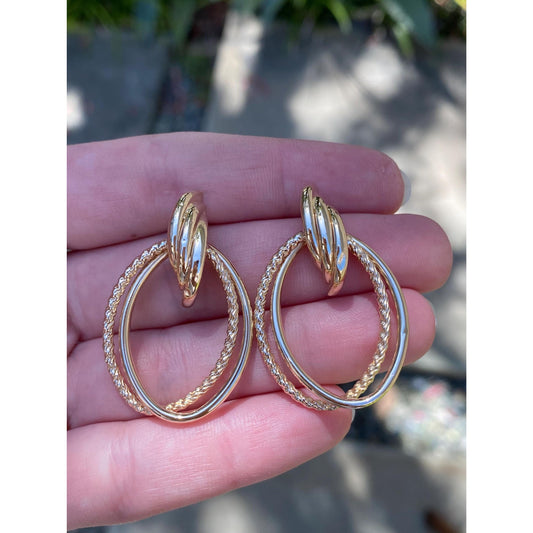 Vintage 14k Yellow Gold Layered Stud Earrings