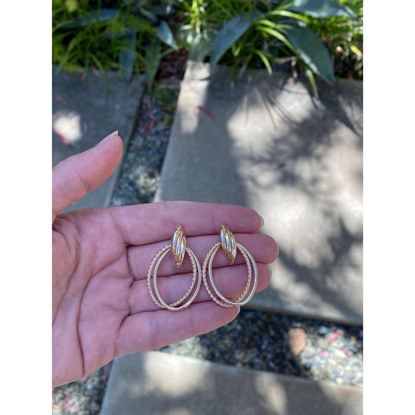 Vintage 14k Yellow Gold Layered Stud Earrings