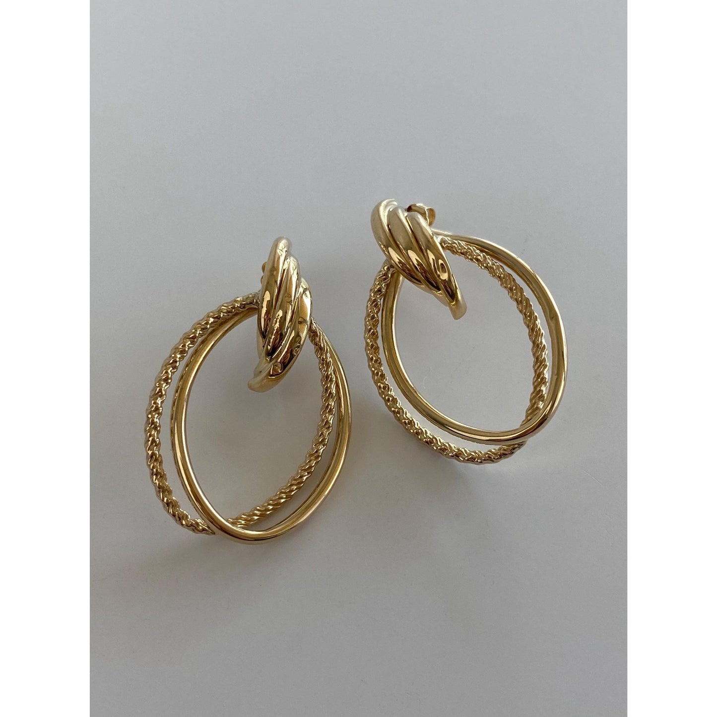 Vintage 14k Yellow Gold Layered Stud Earrings