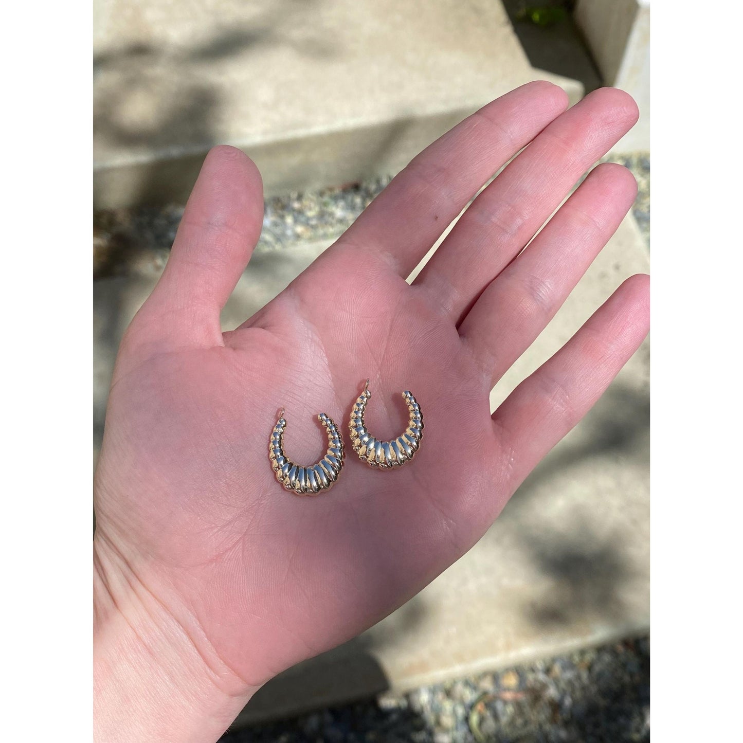 Vintage 14k Yellow Gold Scalloped Hoop Earring Jackets