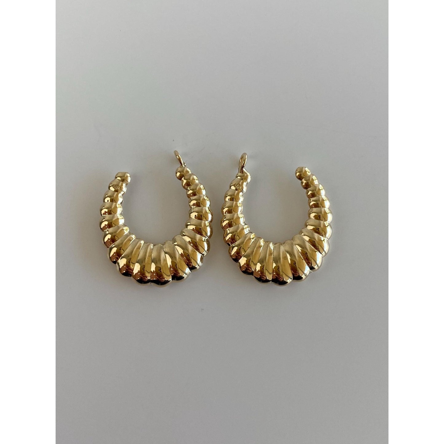 Vintage 14k Yellow Gold Scalloped Hoop Earring Jackets