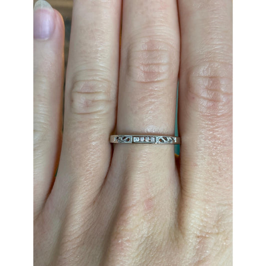 Vintage Solid 14k White Gold Diamond Open Work Square Ring - Size 6.75