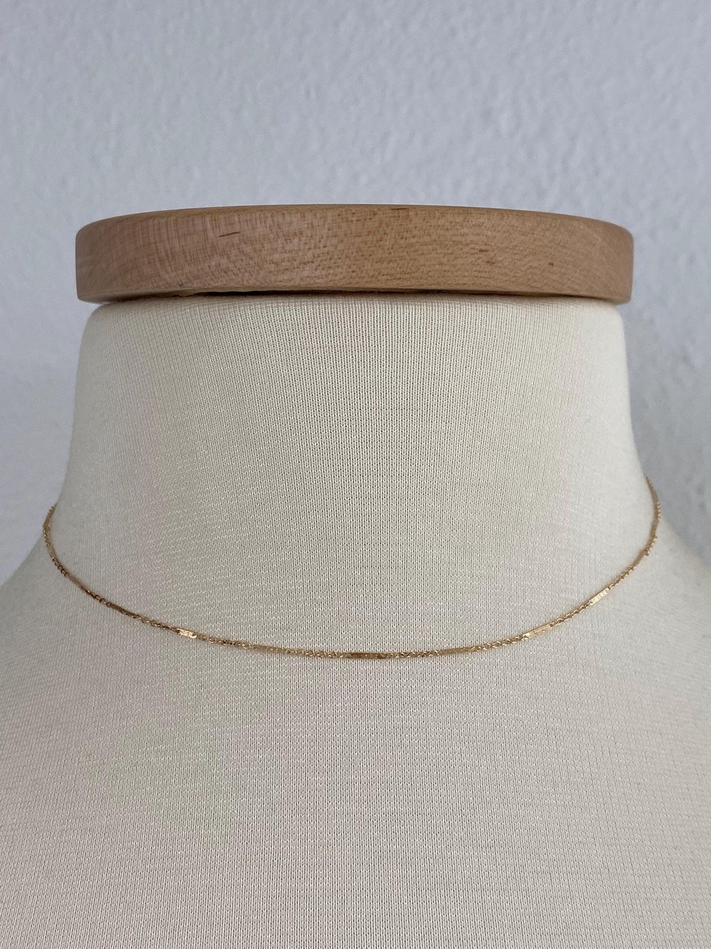 Vintage Solid 14k Yellow Gold Rolo Flat Bar Link Chain Necklace - 15.25 inches