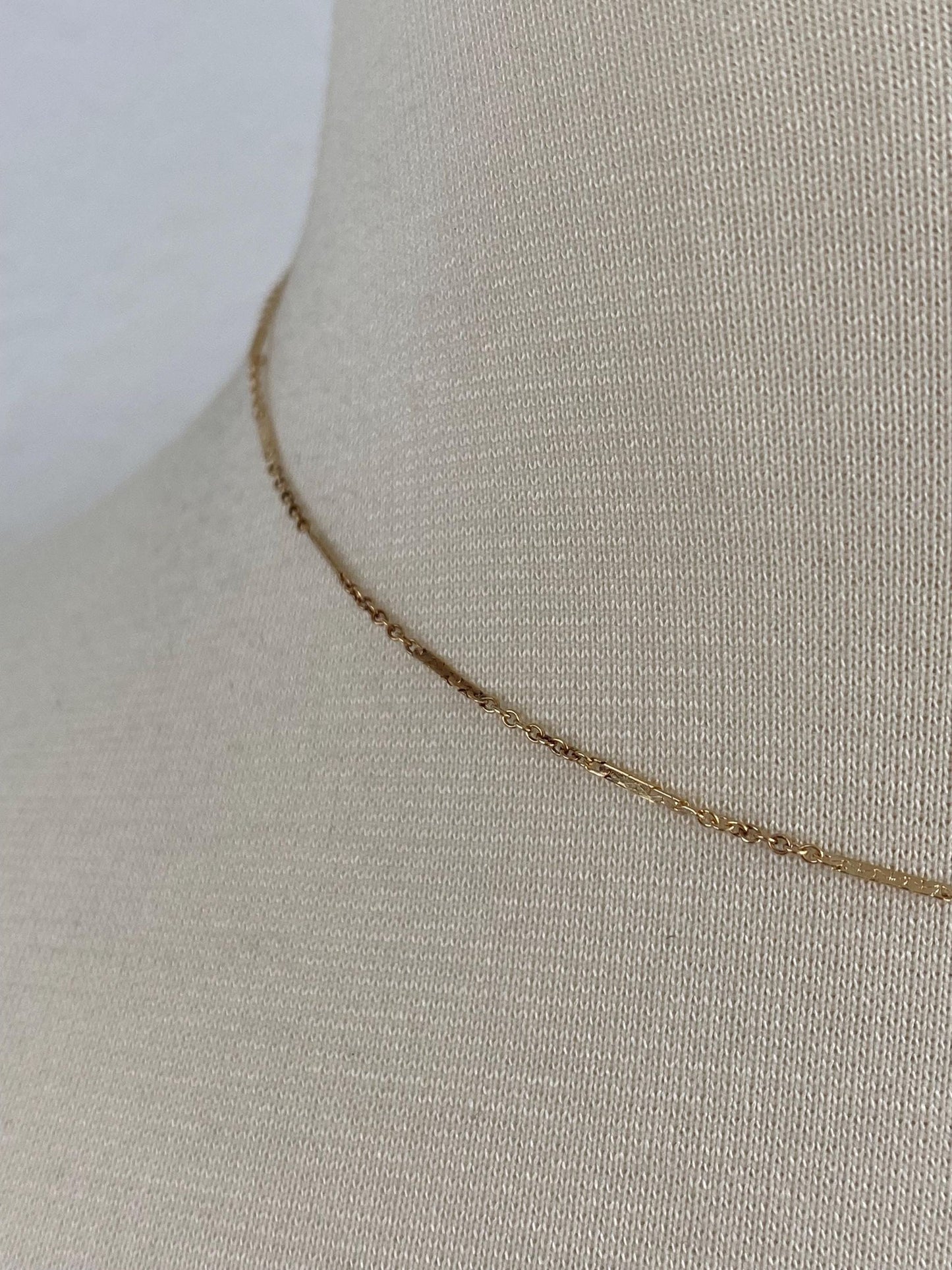 Vintage Solid 14k Yellow Gold Rolo Flat Bar Link Chain Necklace - 15.25 inches