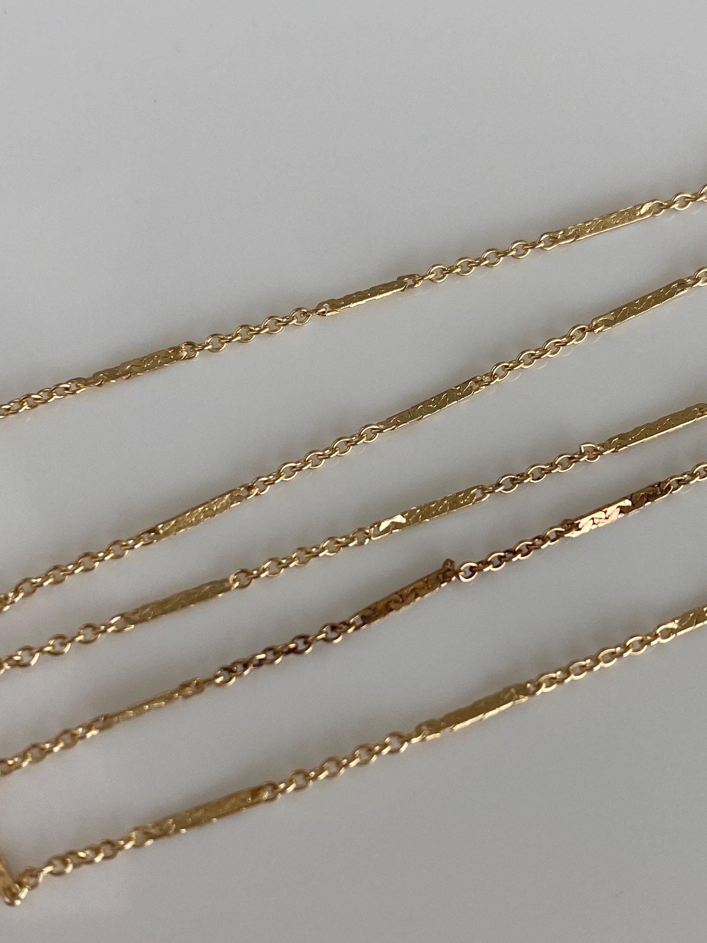 Vintage Solid 14k Yellow Gold Rolo Flat Bar Link Chain Necklace - 15.25 inches