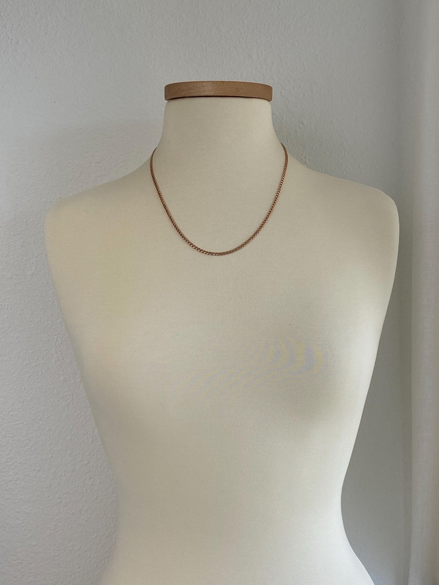 Vintage Solid 9k Rose Gold Elongated Curb Chain Necklace - 21.25 inches