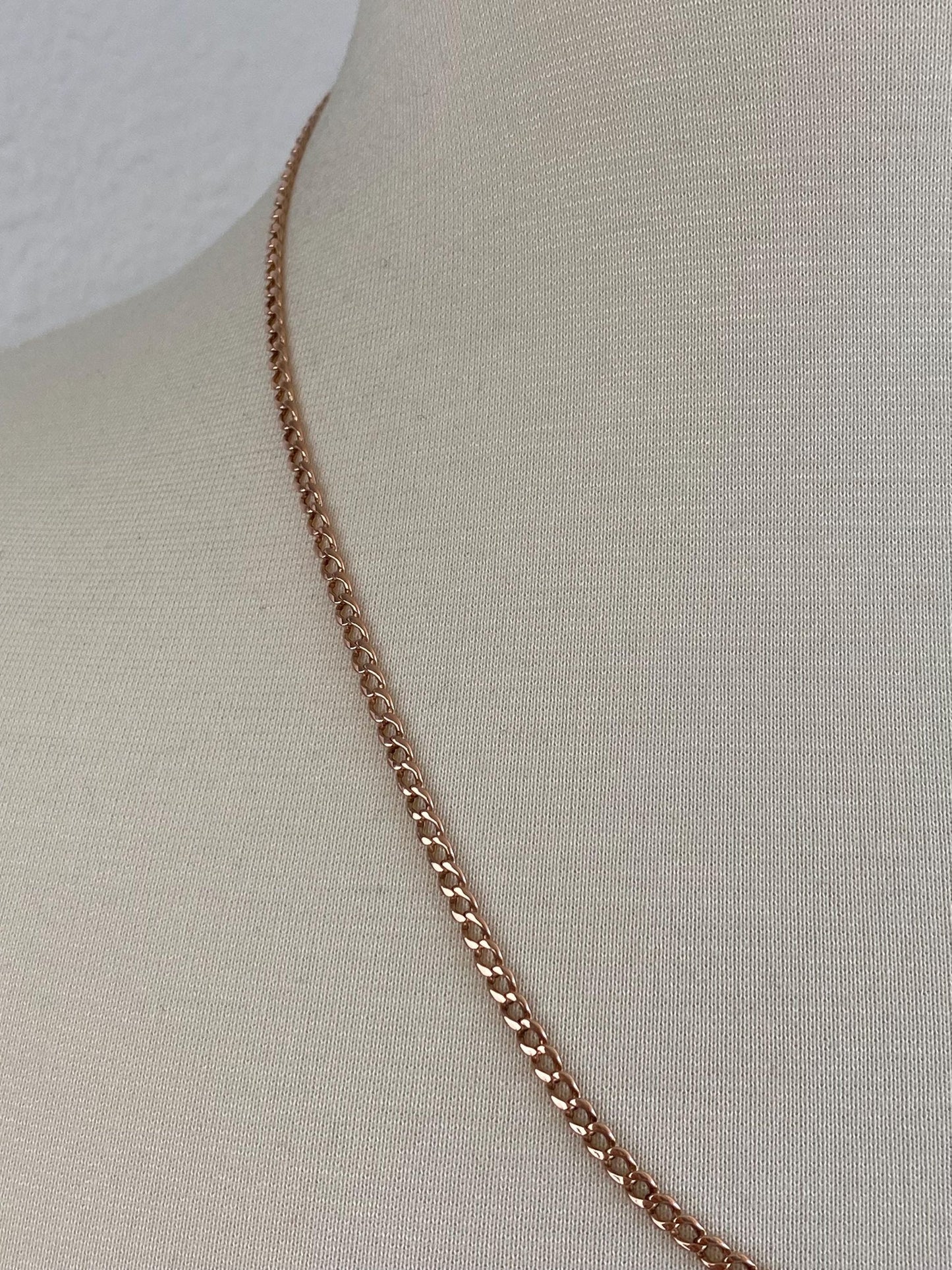Vintage Solid 9k Rose Gold Elongated Curb Chain Necklace - 21.25 inches