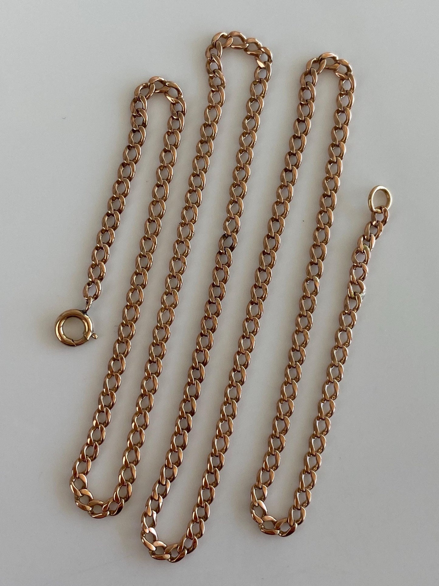 Vintage Solid 9k Rose Gold Elongated Curb Chain Necklace - 21.25 inches