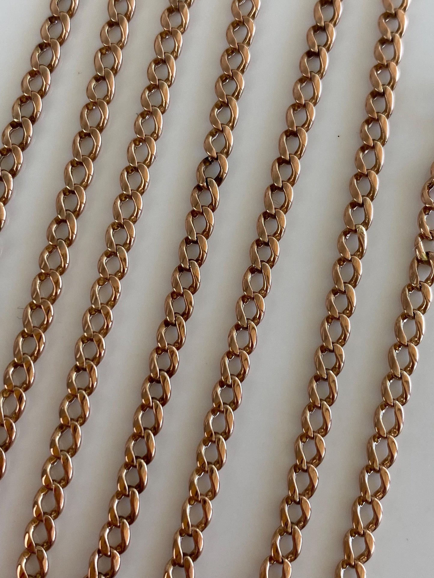 Vintage Solid 9k Rose Gold Elongated Curb Chain Necklace - 21.25 inches